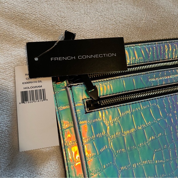 NEW FRENCH CONNECTION rapture Clutch iridescent rave holographic rainbow cyber - Picture 4 of 6